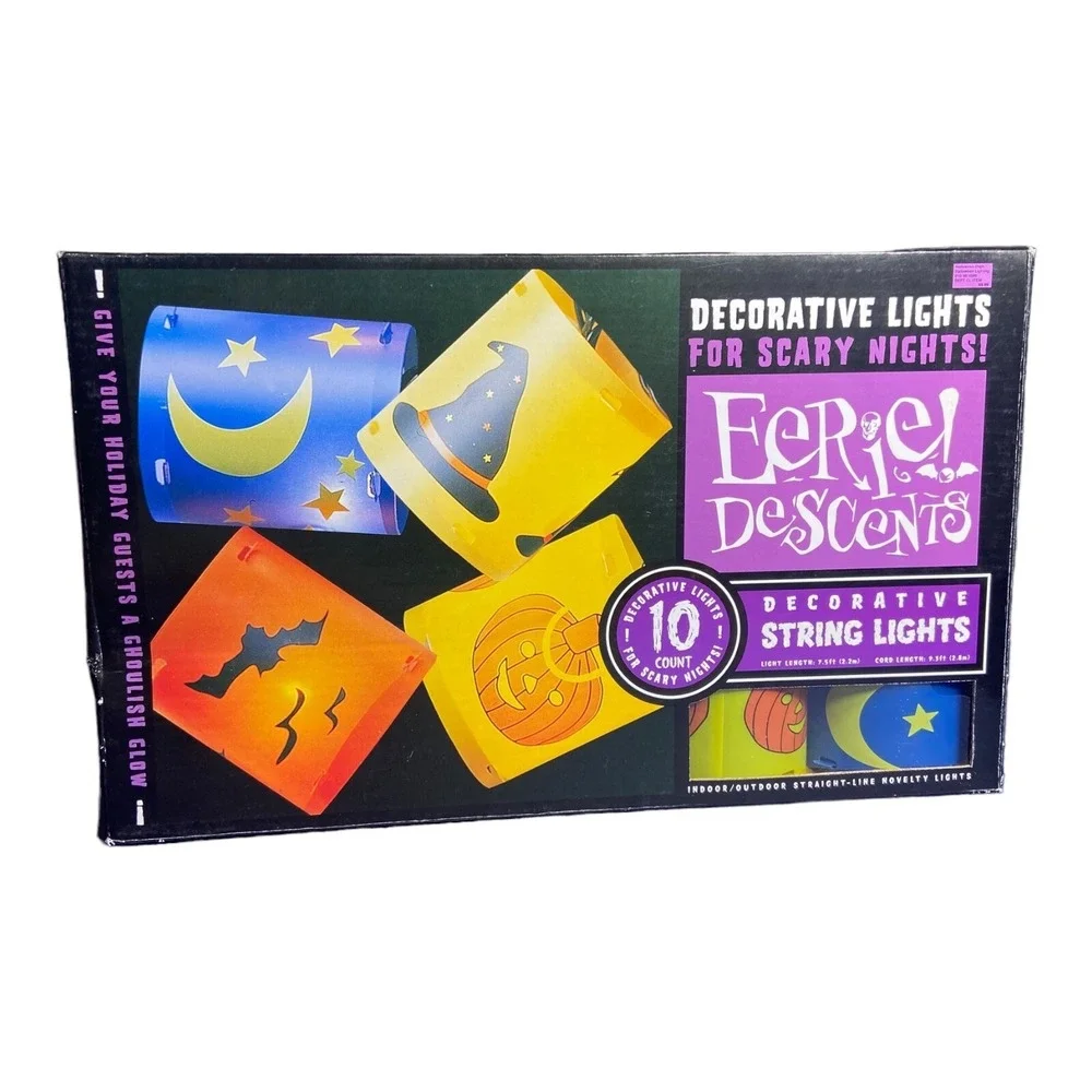 Vintage NOS Eerie Descents Halloween Indoor/Outdoor Lights 10 Count